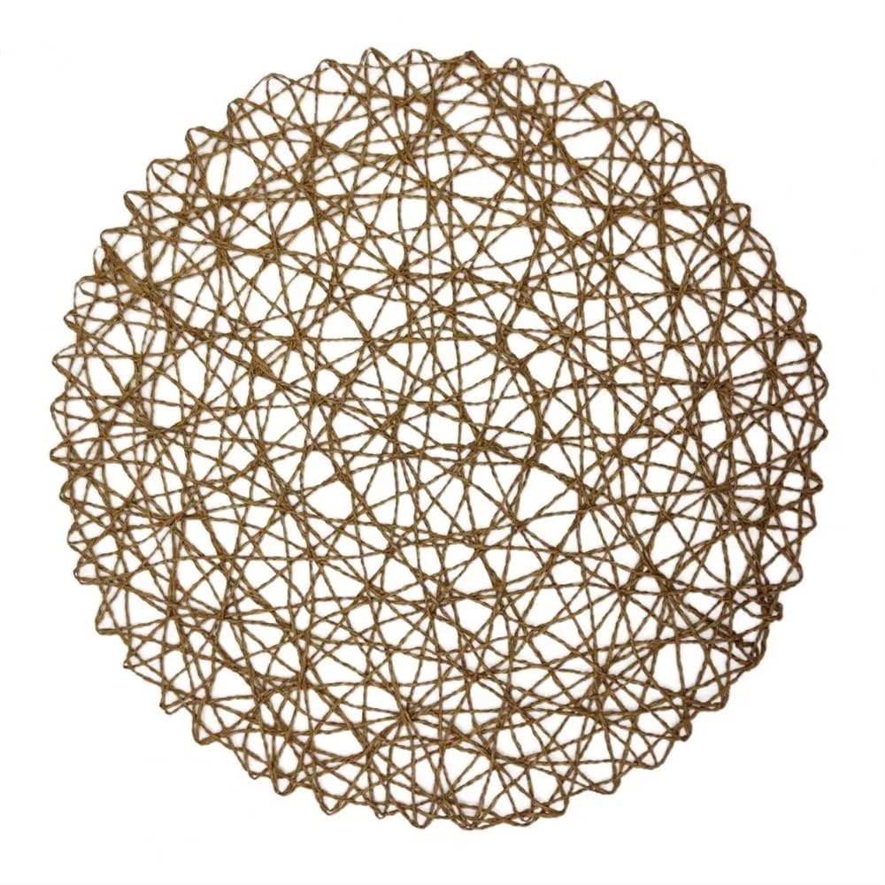 6 tappetini rotondi in corda di carta intrecciata a mano, decorazione per la tavola della casa, tovagliette, tovagliette, tappetini da tavolo (caffè chiaro)
