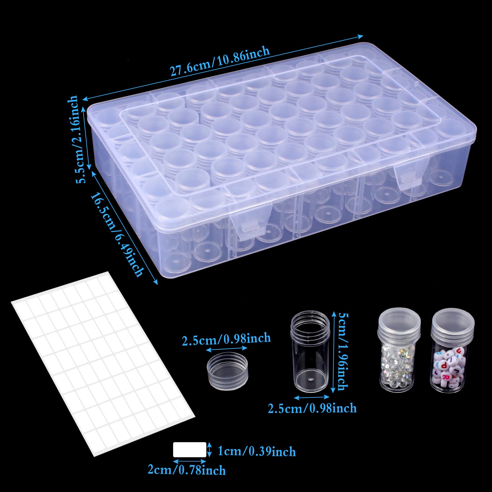 Contenedores de Almacenamiento de Pintura de Diamante 60 Rejillas 60 Rejillas de Compartimento Transparente de Almacenamiento de Bordado para DIY Uñas Joyas Bricolaje 5D Painting