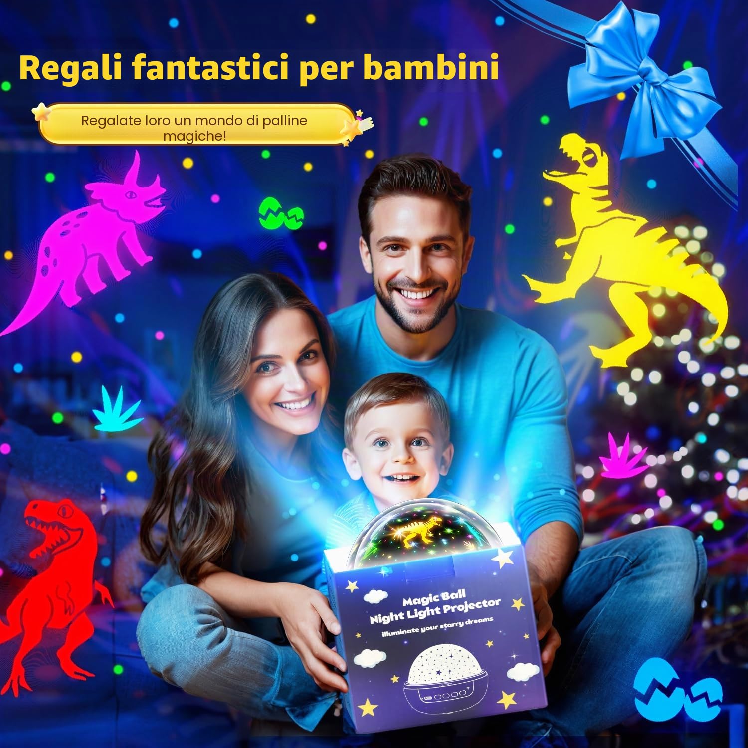 Staryou 【Scatola Regalo】 Proiettore da Notte per Bambini, 【3 Film & 93 Colori】 Giocattoli per Bambini di 3 Anni, [5 Luminosità & Telecomando] Regalo di Compleanno per Bambini di 3 Anni, Regali di
