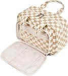 Narwey Checkered Sac de toilette de voyage pour les femmes, grand maquillage Cosmétiques Sac Organisateur pour la taille de voyage Articles de toilette Douche Essentiels Accessoires (Mint Green Checkerboard)