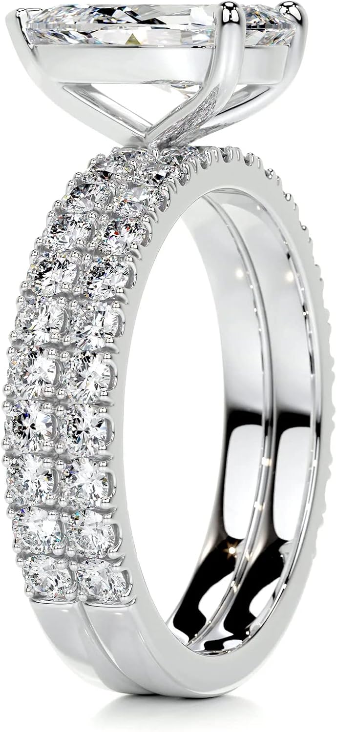 4 CT Pear Cut Solitaire Wedding Ring Set Handmade Engagement Ring for Women Anniversary Promise Gifts for Her Moissanite