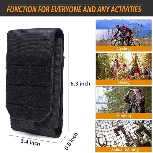 Miniatura 3 de Molle - Bolsa para teléfono, pequeñas bolsas Molle, funda táctica para teléfono celular, resistente al agua, soporte para cinturón de chaleco (negro)