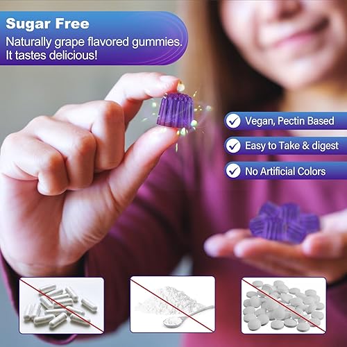 Miniatura 8 de Gomitas de potasio y magnesio  Suplemento de potasio con Ashwagandha 200 mg, glicinato de magnesio de alta absorción, B6, B12, citrato de potasio