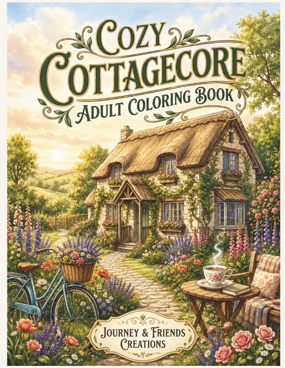 Cozy Cottagecore Adult Coloring Book with Full-Color Reference Pictures: Intricately Detailed Hygge Advanced Coloring Book