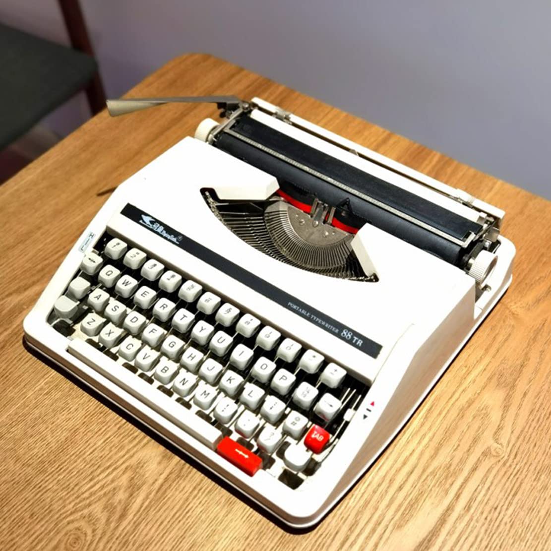 Kreatywna maszyna do pisania w stylu vintage, przenośna retro mechaniczna, staromodna w zestawie podwójna szpula czarna czerwona wstążka, z etui, czarna