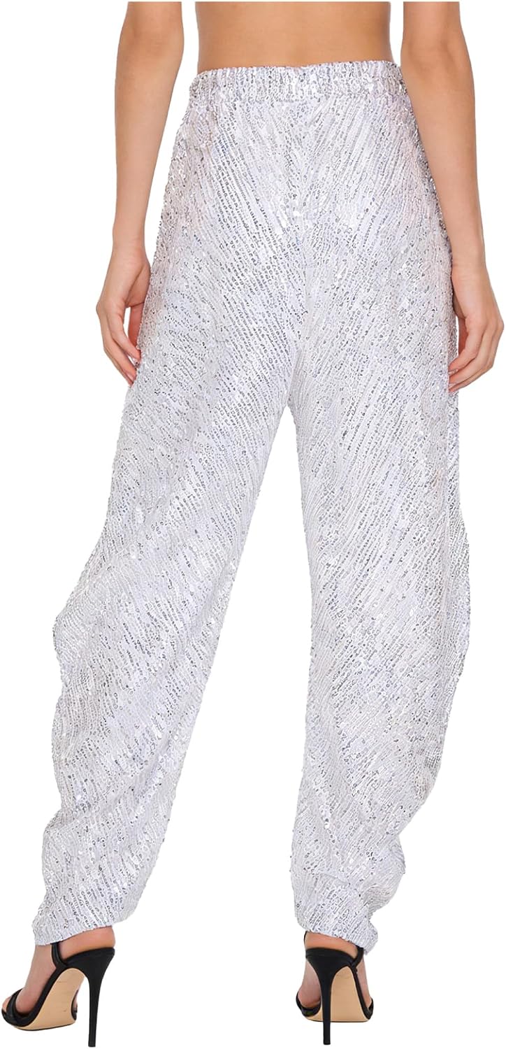 Women's Sequins Lantern Tapered Harem Pants Clubwear for Party Rave Festival Night Out