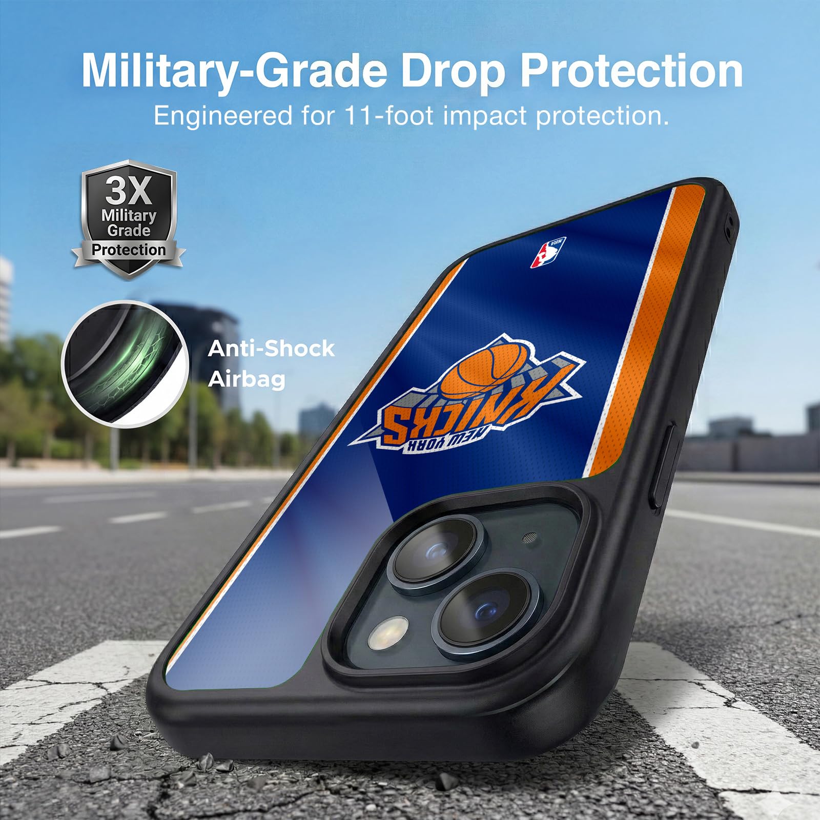 Head Case Designs sous Licence Officielle NBA Bannière Verticale New York Knicks Coque en Gel renforcée [Protection de Qualité Militaire] Compatible avec Apple iPhone 15