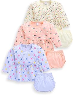 MI Kidz Pure Cotton Full Sleeves Frock and Panty Set for Baby Girls| Baby Girls Dress Set| Girls Cotton Stylish Frock and ... Price In India