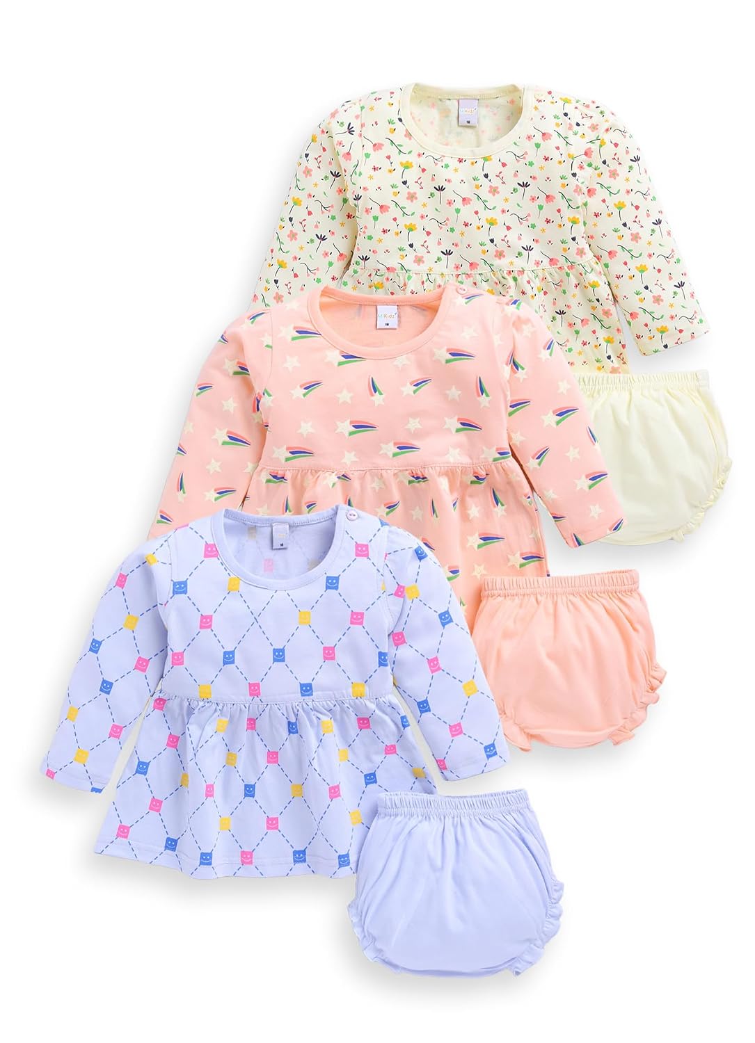 MI Kidz Pure Cotton Full Sleeves Frock and Panty Set for Baby Girls| Baby Girls Dress Set| Girls Cotton Stylish Frock and ... - Review, Price and Buying Guide
