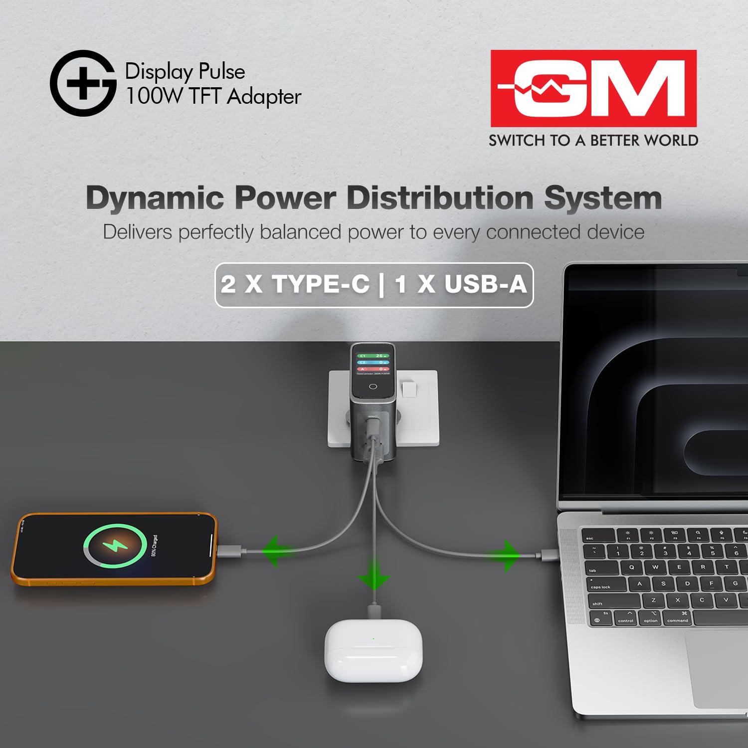 GM 100W GaN Charger - Real-Time Wattage & Smiley Display -6 GM 100W GaN Charger - Real-Time Wattage & Smiley Display -6