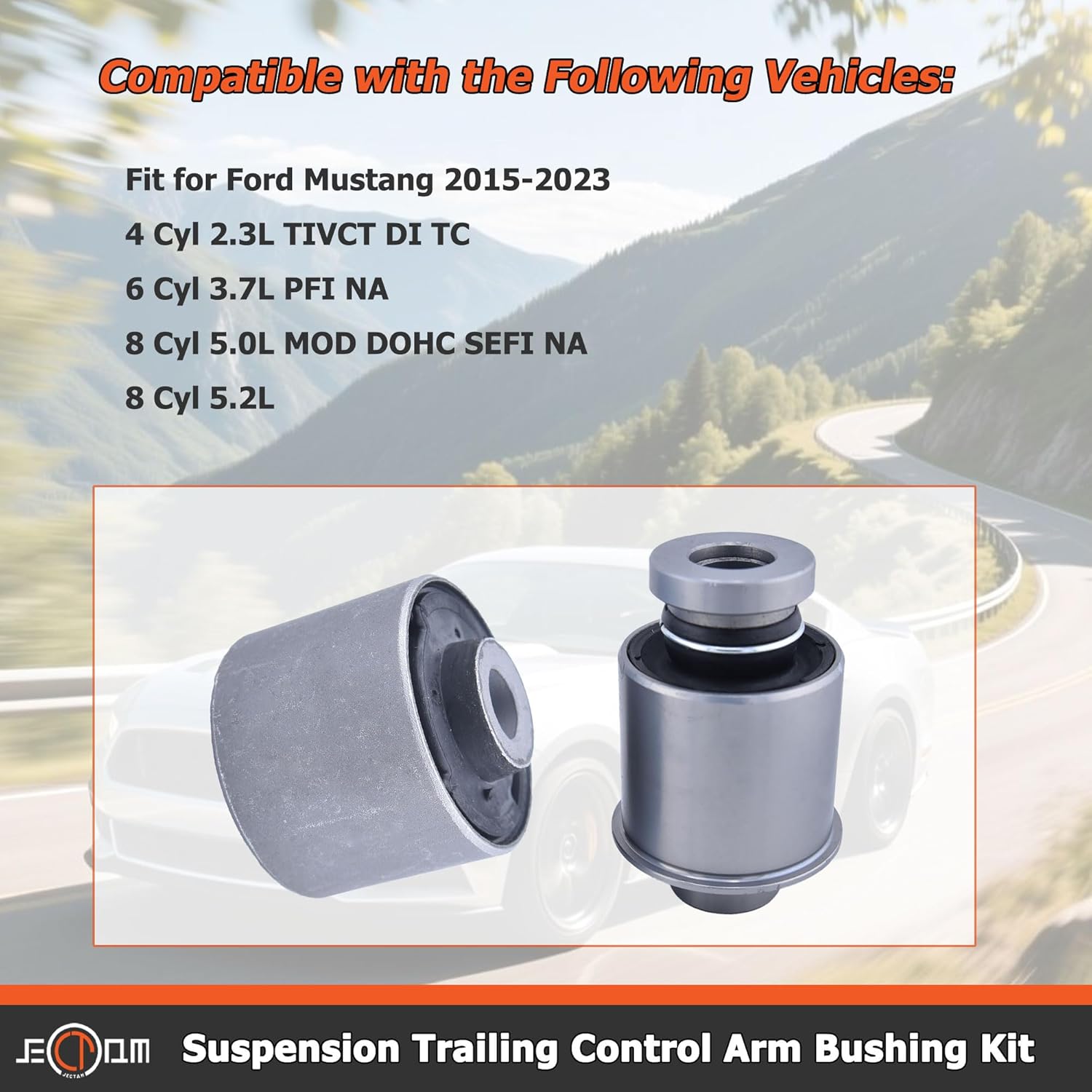 Rear Lower Suspension Trailing Control Arm Bushings Left & Right Compatible with Ford Mustang 2015-2023 Replaces for FR3Z5500-A FR3Z5500A Arm Bushing 2PCS