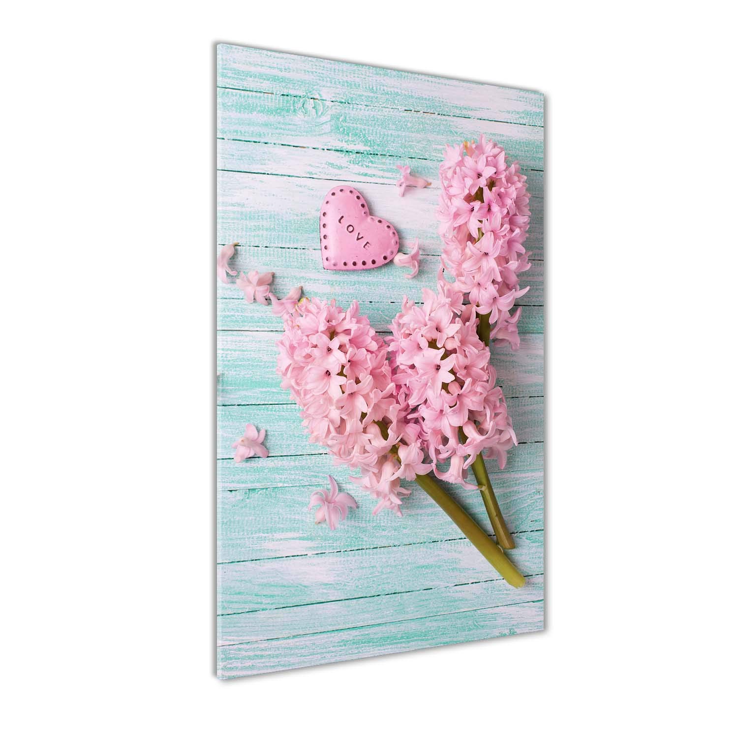 Peinture sur verre trempé fleurs lilas rose tableau décoration murale
