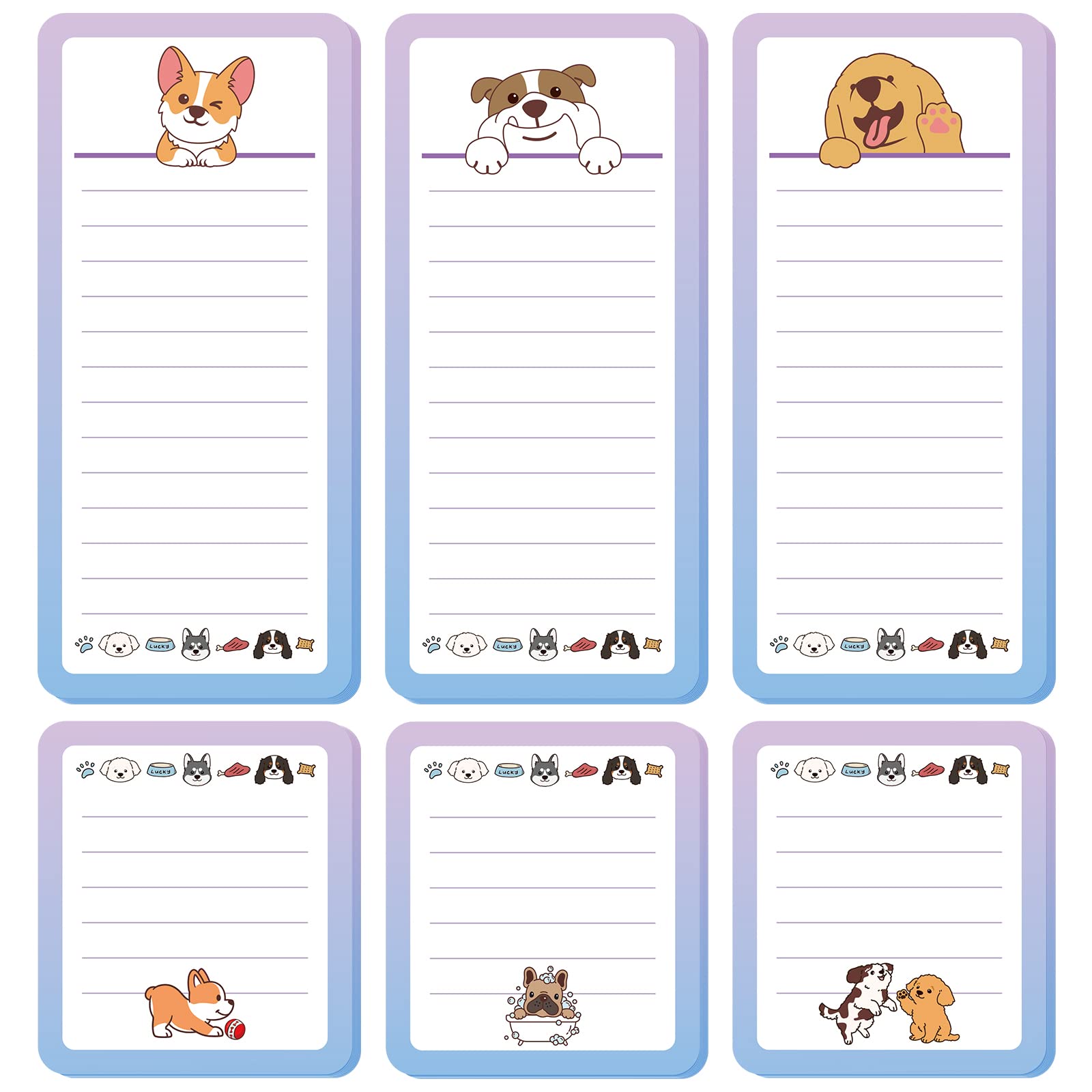 Geosar 6 Pcs Funny Dog Magnetic Notepads for Refrigerator Dog Grocery List Magnet Pad for Fridge Magnet Pad Grocery Shopping List Teachers Coworkers