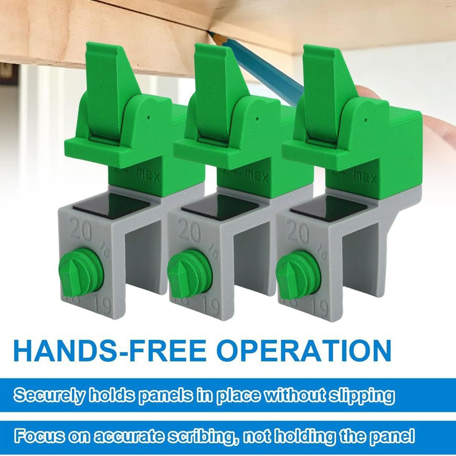 Annadue Scribe Jig Regolabile, 3 Pezzi Morsetto Rapido, per Tracciamento | Morsetto di riempimento per la lavorazione del legno, per carcassa di armadio 12-20 mm, piastra 16-24 mm, plastica ABS