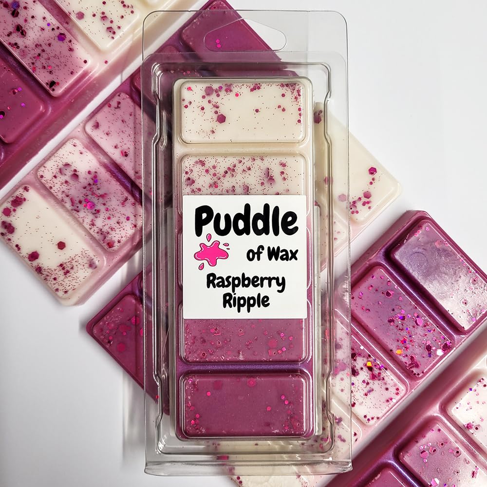 Puddle of Wax - Raspberry Ripple Soy Wax Melt Snap Bar - 50g - Sweet Scent - Vegan Friendly - Made in the UK