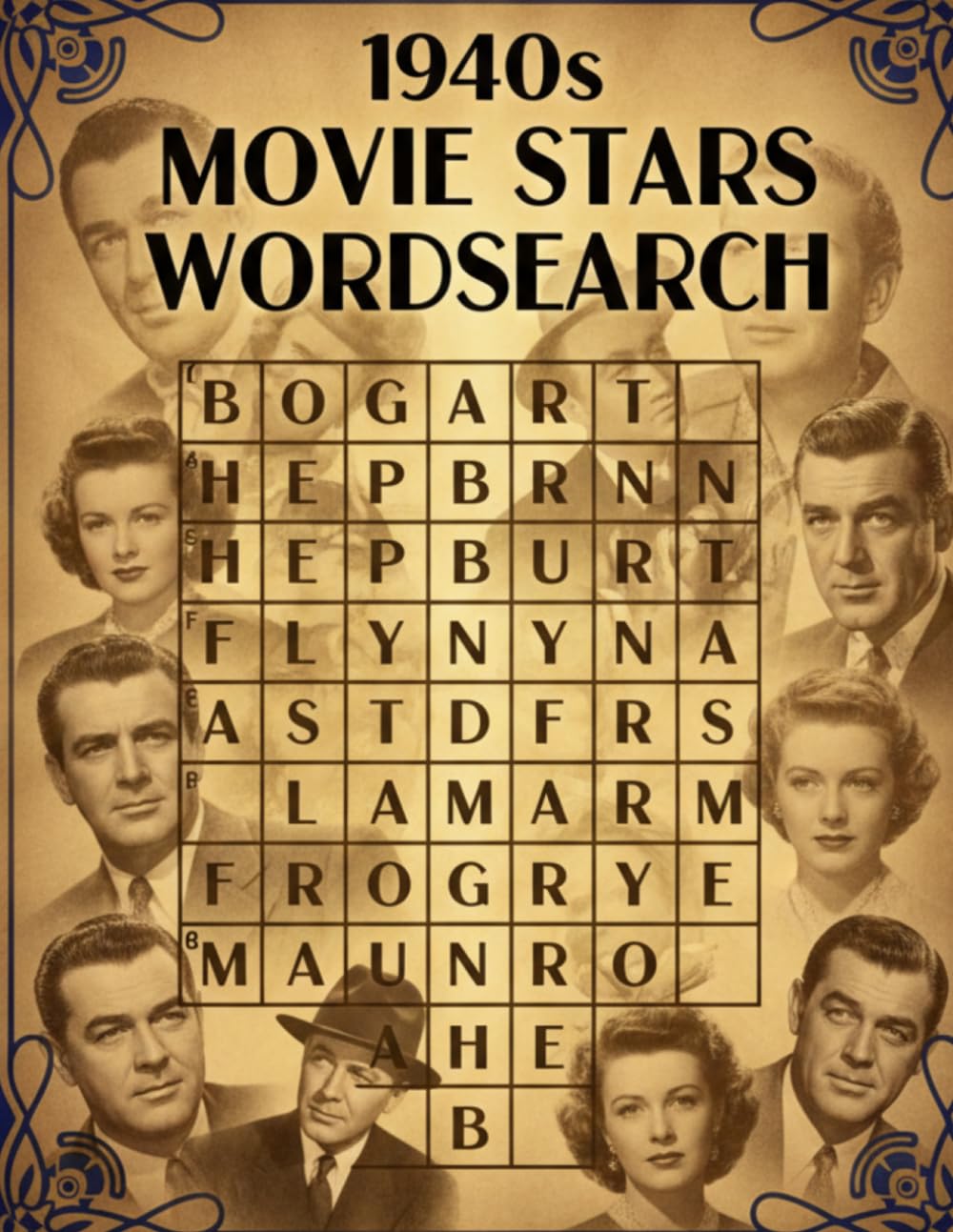 1940s movie stars wordsearch: Classic Hollywood Word Search Puzzle Book for Old Movie Fans
