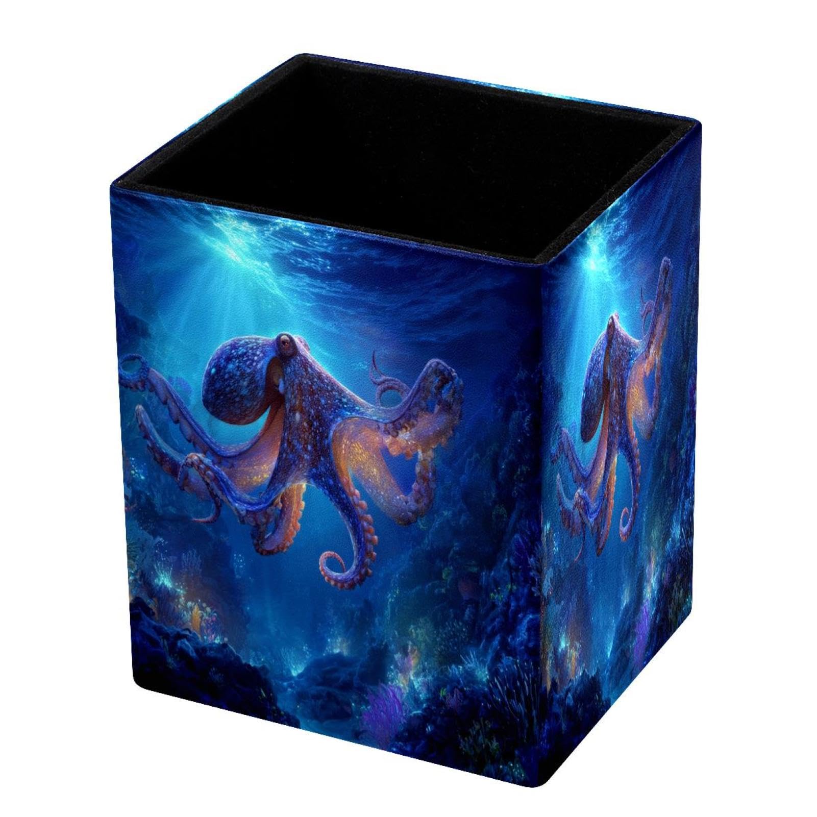 DragonBtu Desktop Pencil Holder, octopus Rectangular Pencil Cup, Pencil Storage Bag Office Desk Supplies Case for School, Kids