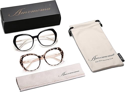 Miniatura 5 de AMOMOMA AM6064 - Anteojos de lectura redondos clásicos para mujer, con bloqueo de luz azul a la moda, para mujer