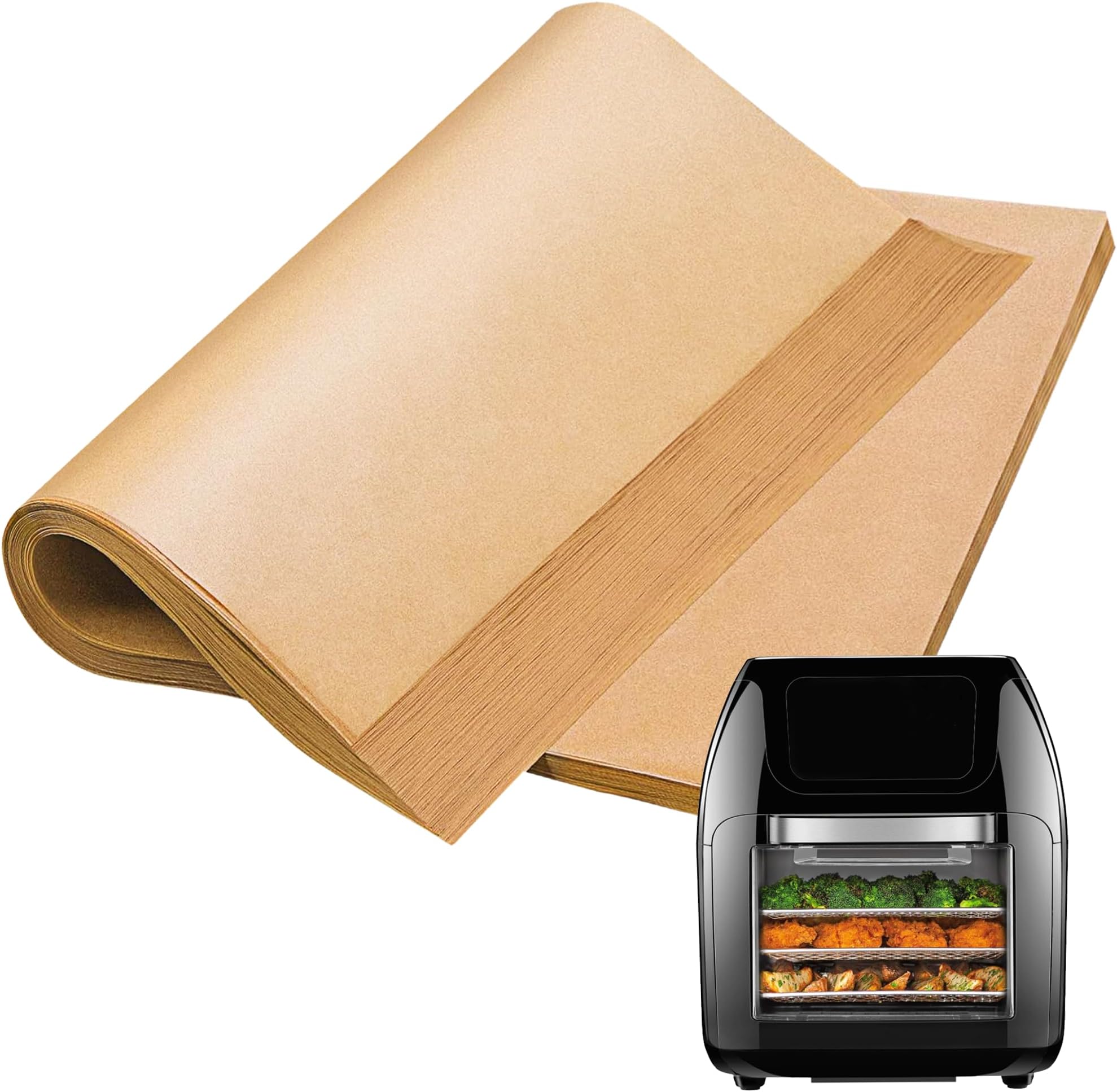 Air Fryer Liners Disposable Compatible with CHEFMAN 10 Qt Multifunctional Digital Air Fryer Accessories, Unbleached Parchment Paper, 120 PCS Square Non-Stick Baking Paper