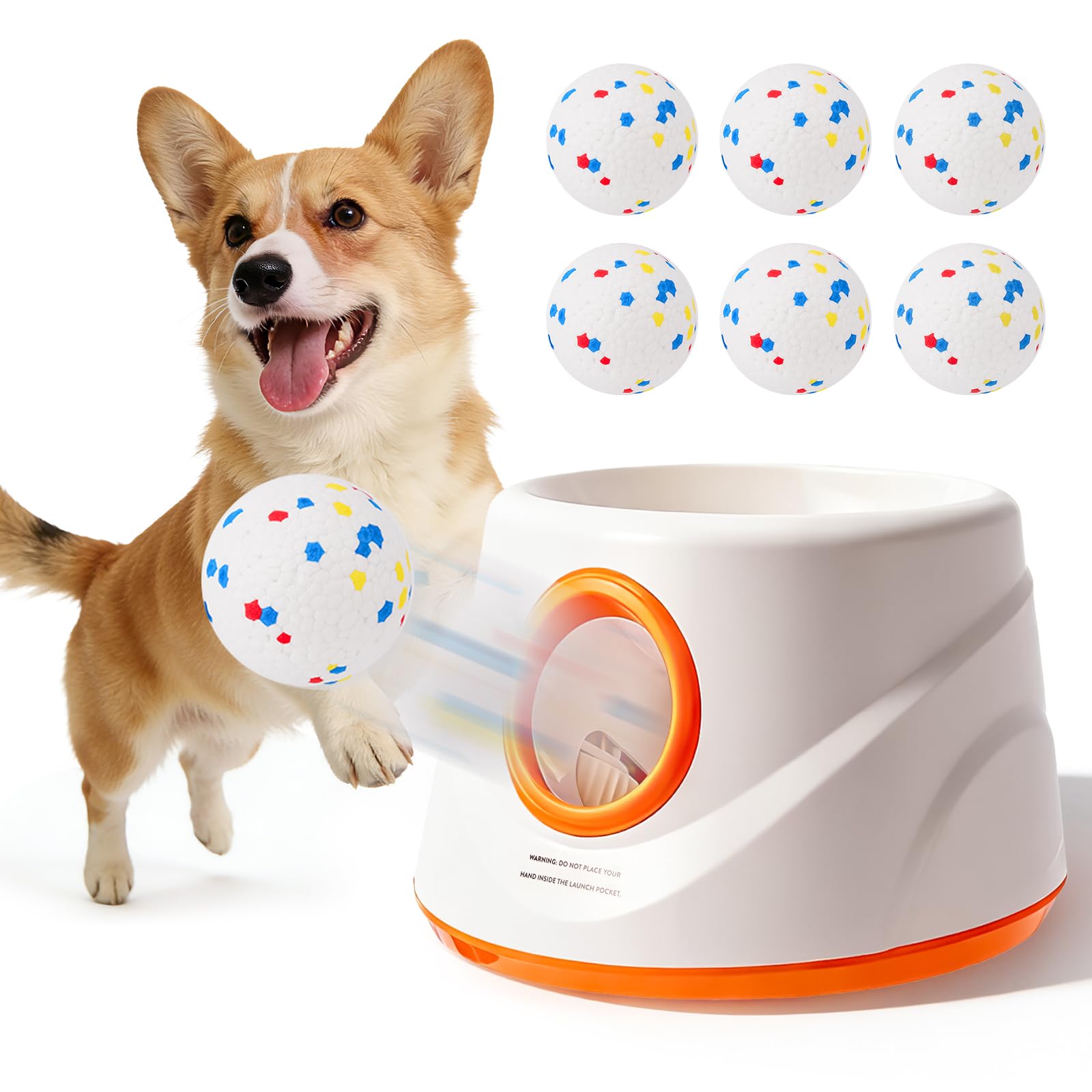 Máquina lanzadora de pelotas para perros con 3 distancias (6 m-14 m), incluye 3 pelotas de tenis robustas, lanzador de pelotas para perros, lanzador de pelotas interactivo automático para perros