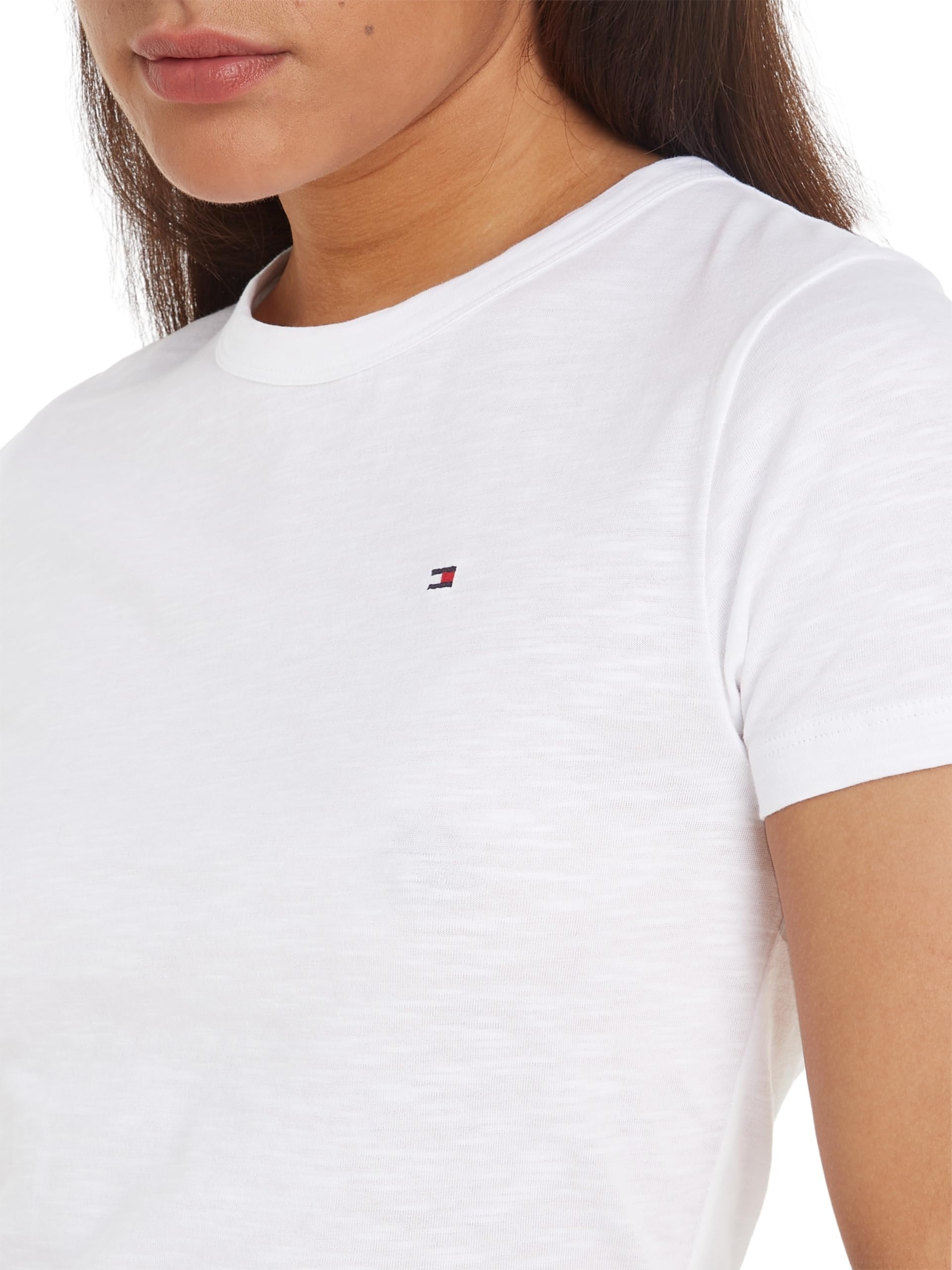 Tommy Hilfiger 1985 Slim Slub C-nk SS Ww0ww37857 Camisetas de Punto de Manga Corta Mujer