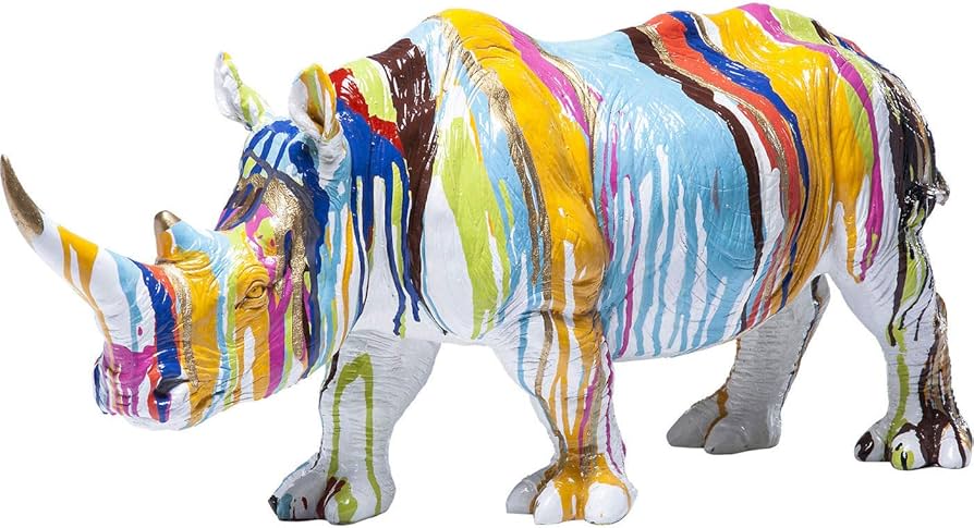 Kare Design Deco Figurine Rhino Colore, Multicoloured, Animal