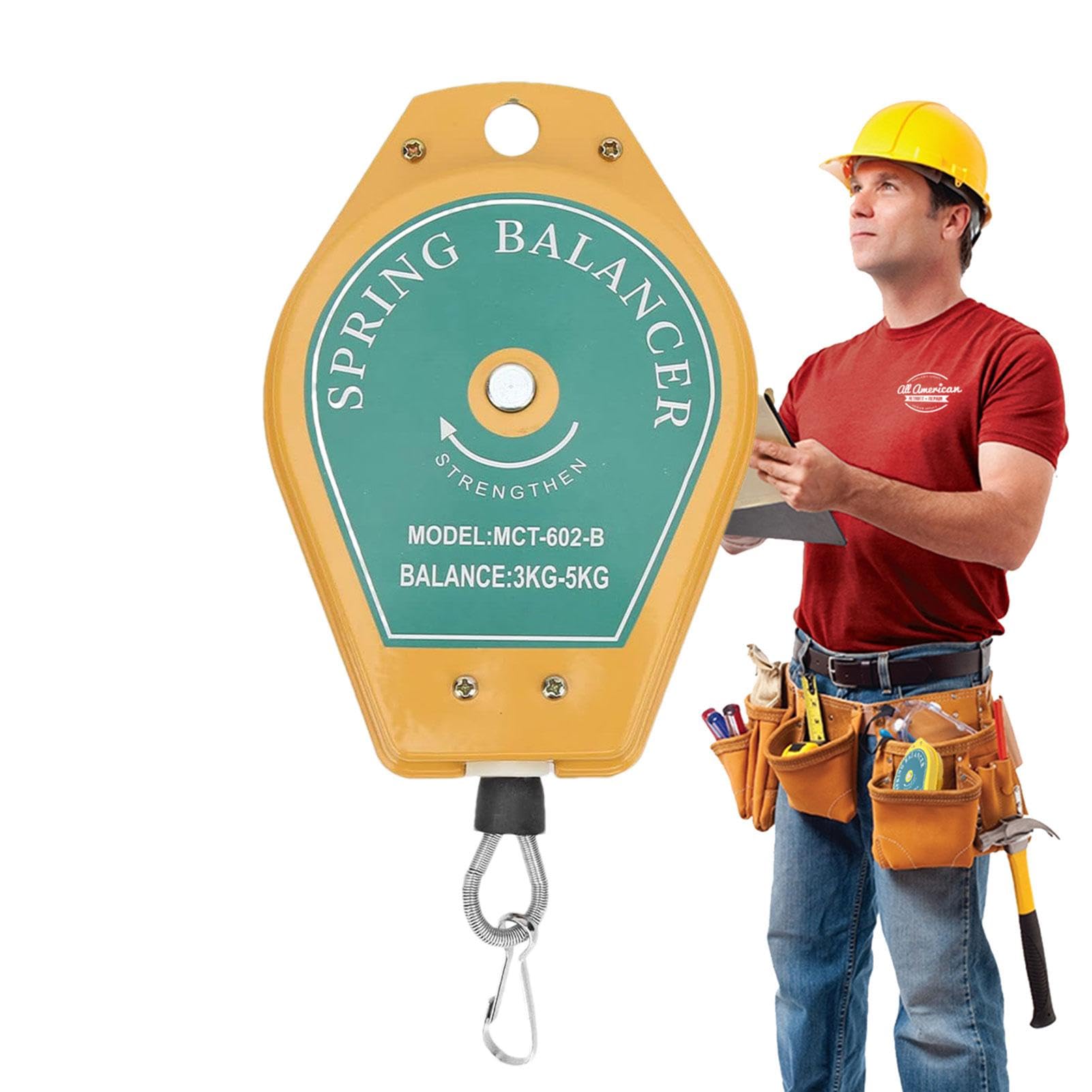 Federbelasteter Werkzeugbalancer, Federbalancer | Werkzeugausgleich mit 3-5 kg Last | Vielseitiges Werkzeug, Fallschutz, einstellbare Spannung für Klemmen, Zahnstangen,
