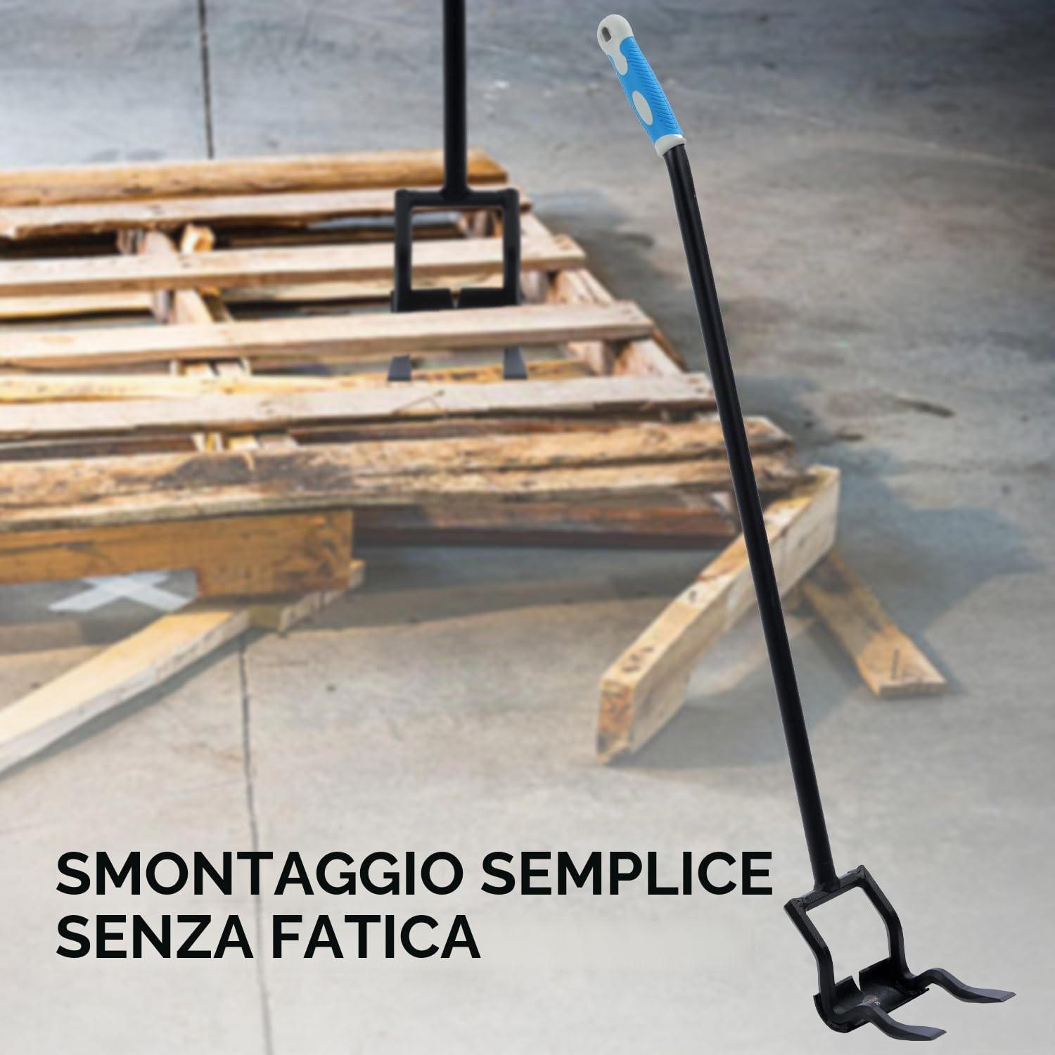 TOPWAY Barra per Demolizione dei Pallet 43 Pollici Heavy Duty Pallet Buster Deck Carroattrezzi, Pallet in Legno Smontaggio Strumento con Manico Staccabile a 3 Sezioni