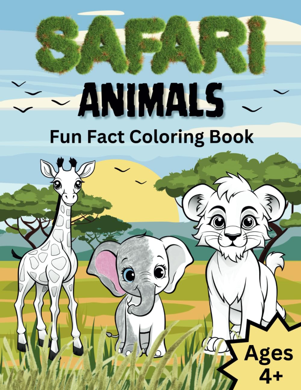 Safari Animals Fun Fact Coloring Book