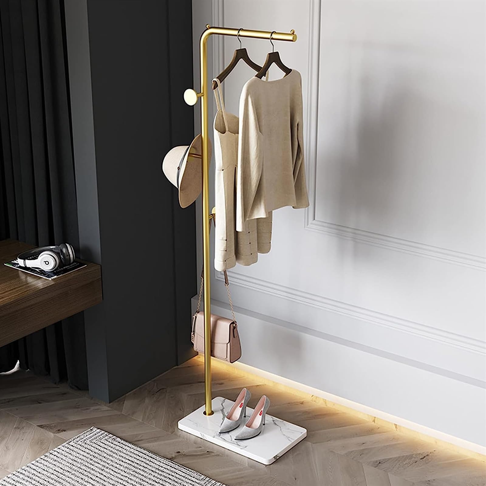 金属製　大理石ベース　ポールハンガー　ハンガーラック　コートハンガー　ゴールド Amazon｜高級大理石ベースの金属ハンガー、ゴールド衣類ラック工業用