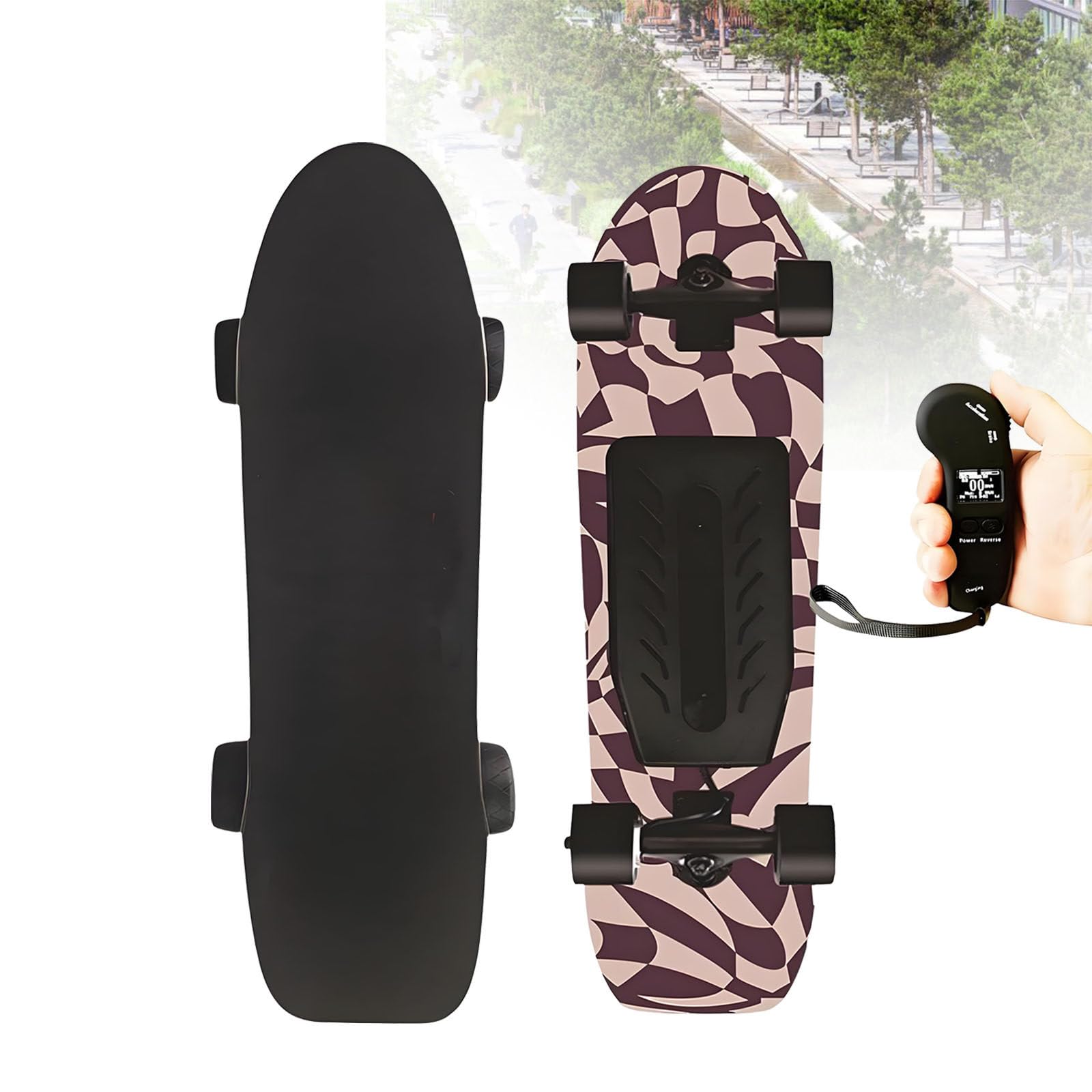 Skateboard Eléctrico para Adultos, Longboard Eléctrico con Autonomía De 25 Km, 4 Velocidades, Frenado Suave, Ruedas PU Antideslizantes, Soporta 150kg, para Off Road B