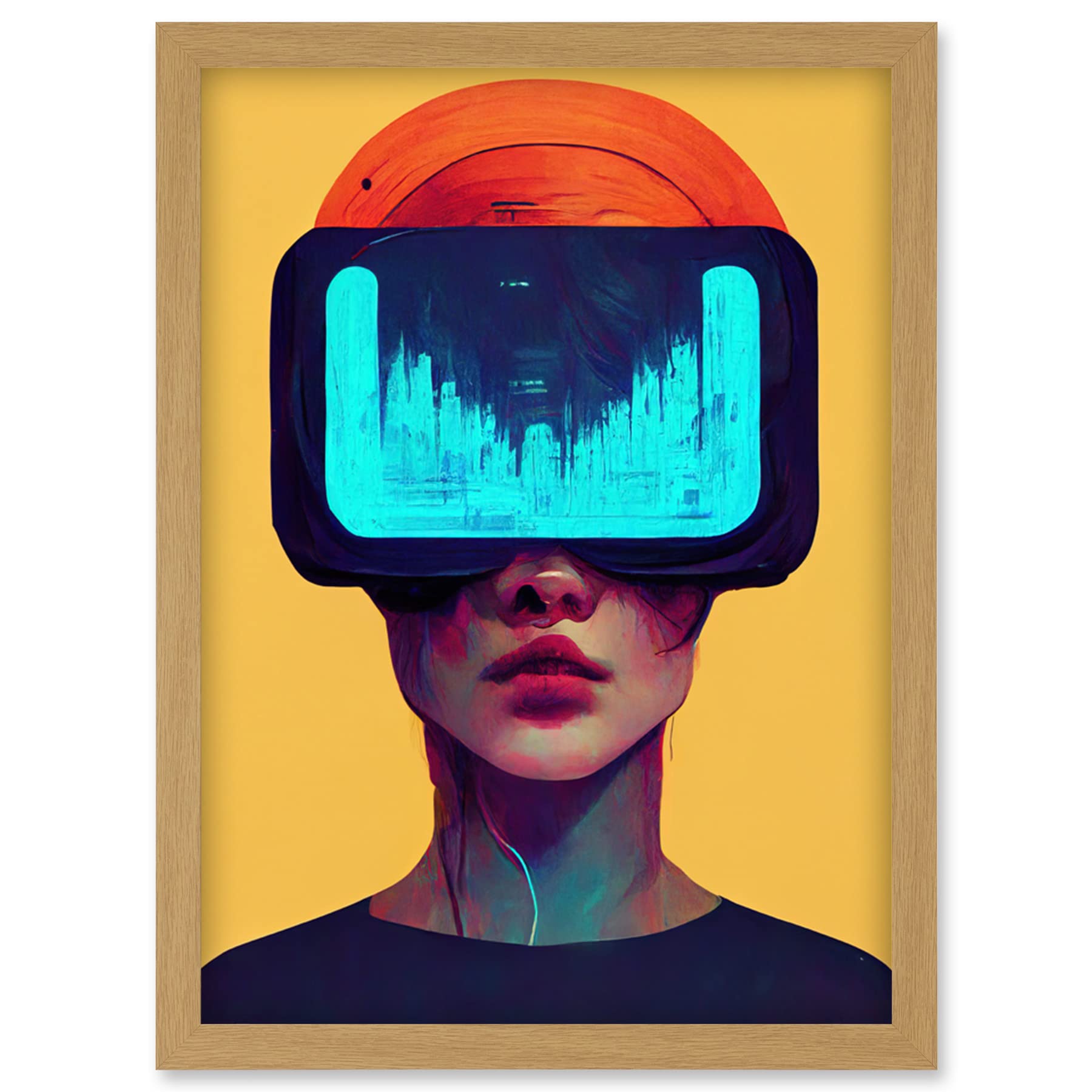 Doppelganger33 LTD Funky Virtual Reality Gamer Kids Artwork Framed Wall Art Print A4