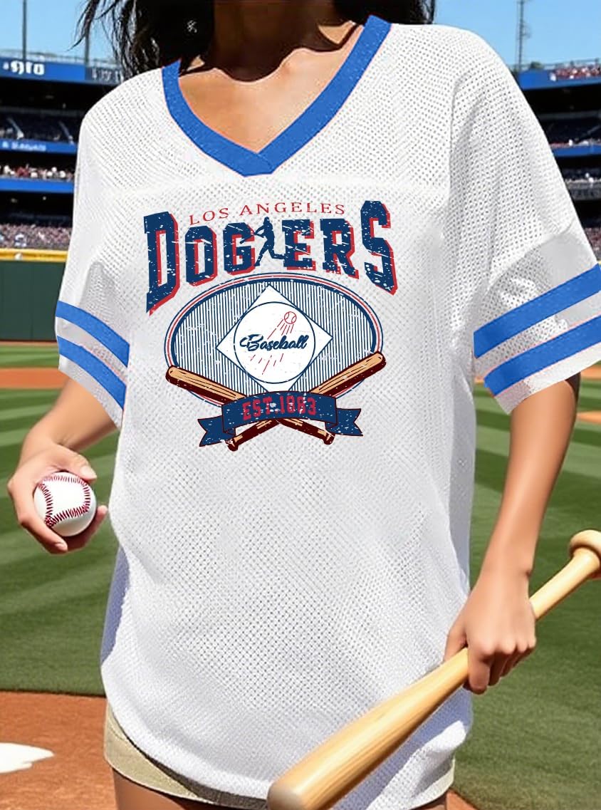 Baseball Shirts Women Baseball Short Sleeve Jersey Softball V Neck Half Sleeve Streetwear Tops - Image 2