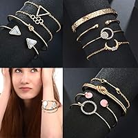 Vista 8 de Paquete de 15 relojes de cuero para mujer, con incrustaciones de diamantes de imitación de cuarzo, reloj de pulsera de varias capas apilable