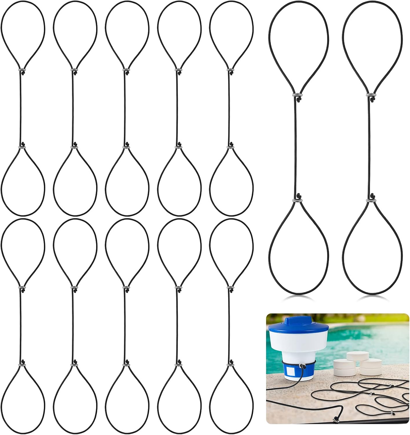 Woanger 12 Pieces Pool Chlorine Floater Leash Swim Pool