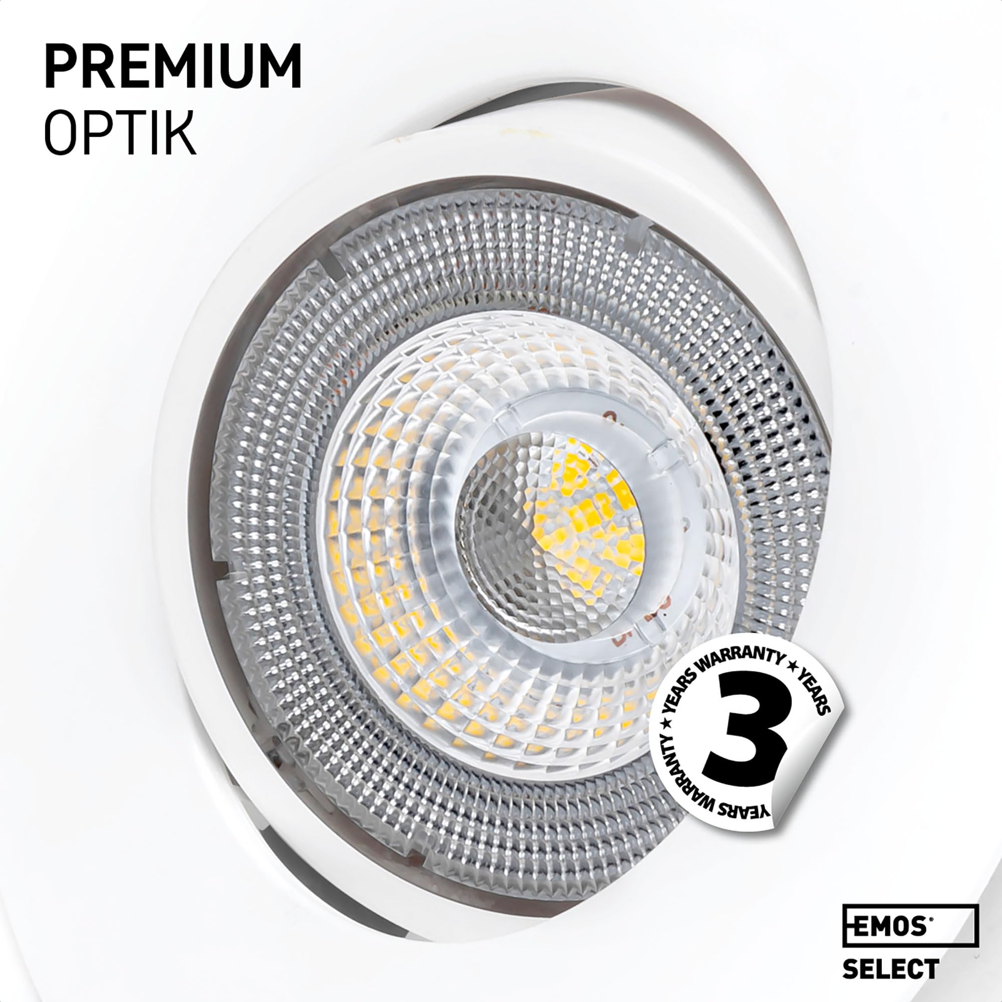 EMOS LED Einbaustrahler 230V, 5W / 450lm, 50° schwenkbar, kaltweiß 6500k (Tageslichtweiß) | Einbaustrahler Spot flach 68mm Lochmaß | Set mit 12 Stück LED Spots 230V, rund (Farbe weiß)