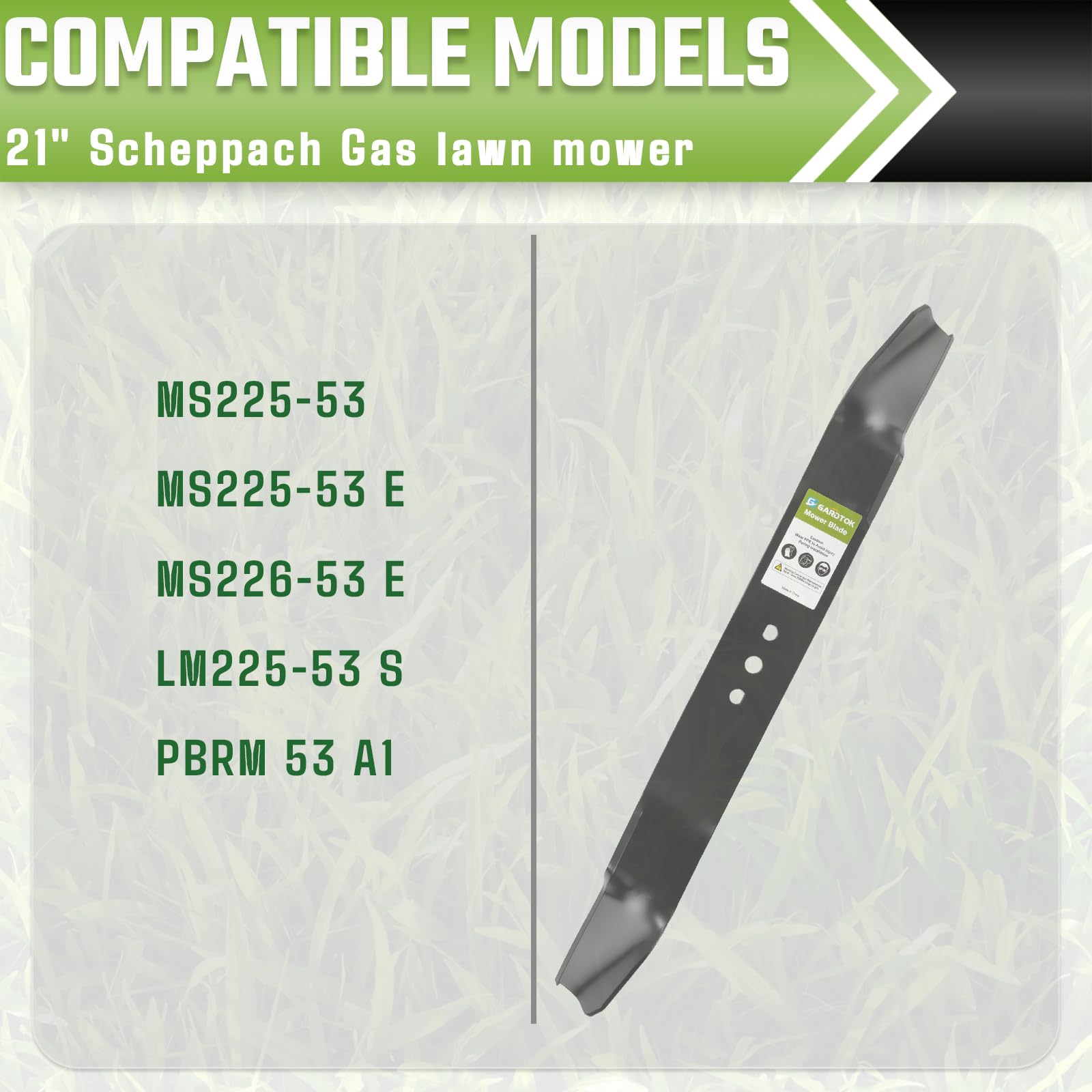 1er-Pack Rasenmähermesser Mäh- / Mulchmesser 530mm Ersatz für Scheppach 7911200627 7911200642, Kompatibel mit MS225-53 MS225-53E MS226-53 LM225-53S, 11,5mm Zentralbohrung