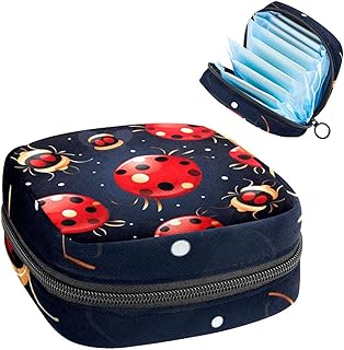RODAILYCAY Tampons Holder for Purse, Portable Feminine Menstruation Pad Holder, Ladybug Cute Sanitary Napkin Storage Bag for Women