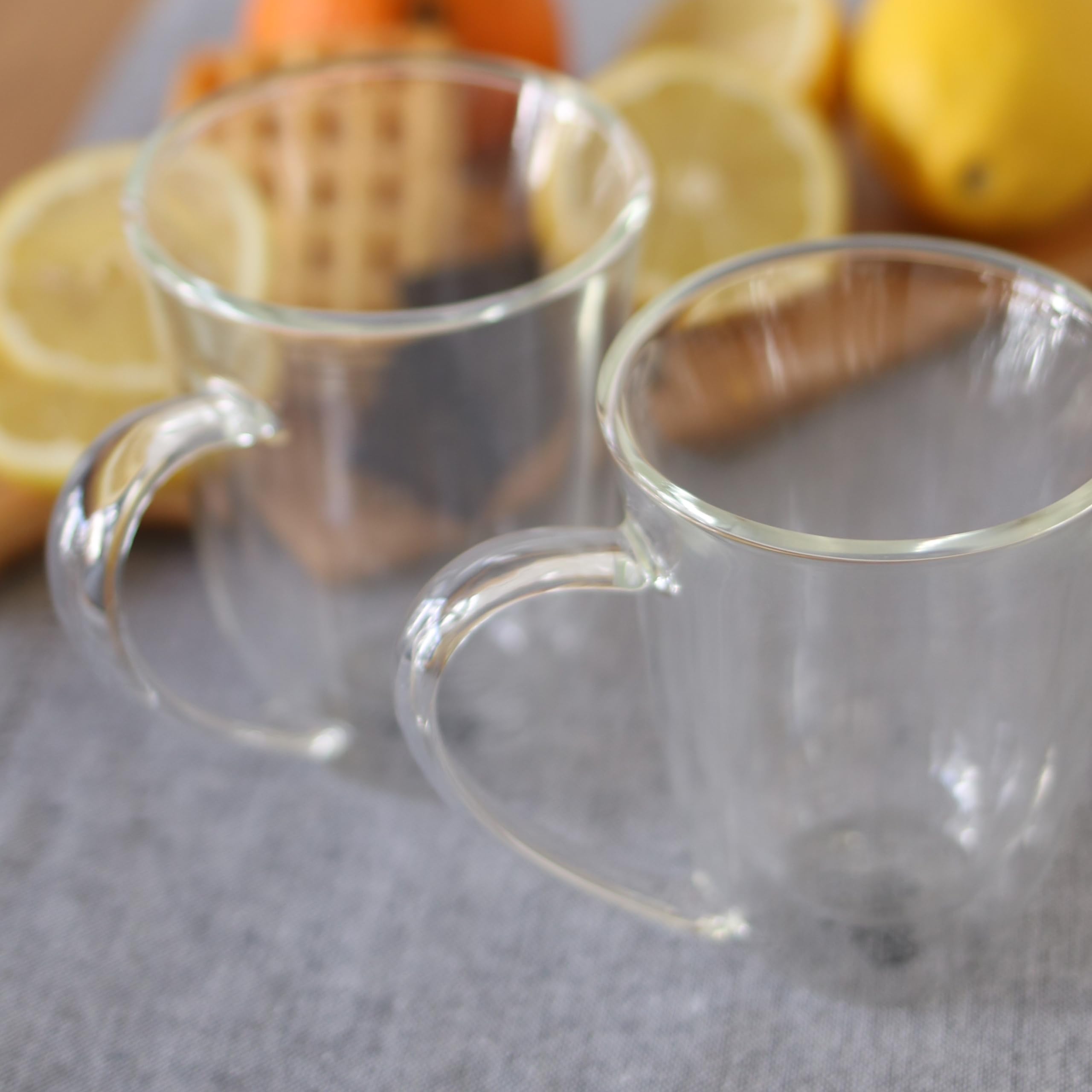 Wilmax - Thermogläser mit Henkel - 6er Set - 400ml - Doppelwandige Gläser für Wasser, Tee, Kaffee - Teegläser & Kaffeegläser - Becher für Heiß- und Kaltgetränke - Spülmaschinenfest