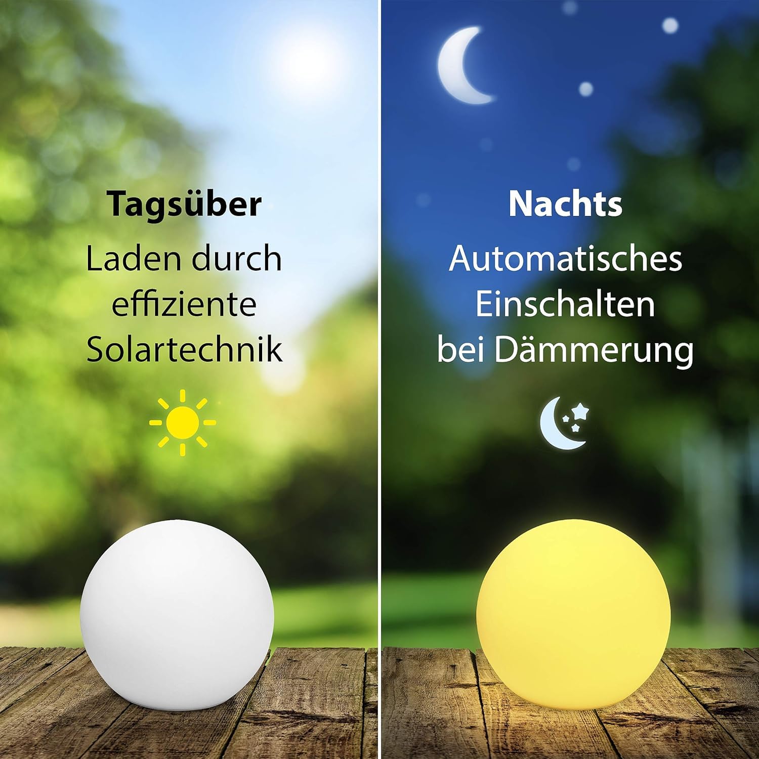 Solarlampen für Außen, Wasserdichte Solar Kugelleuchte | Ø 30/40 cm | schwimmfähige Solarleuchte für Teich, Pool, Erdboden, nachhaltige Solar-Technik, kabellose Außenleuchte mit RGB, IP67 (XL Ø 40 cm)