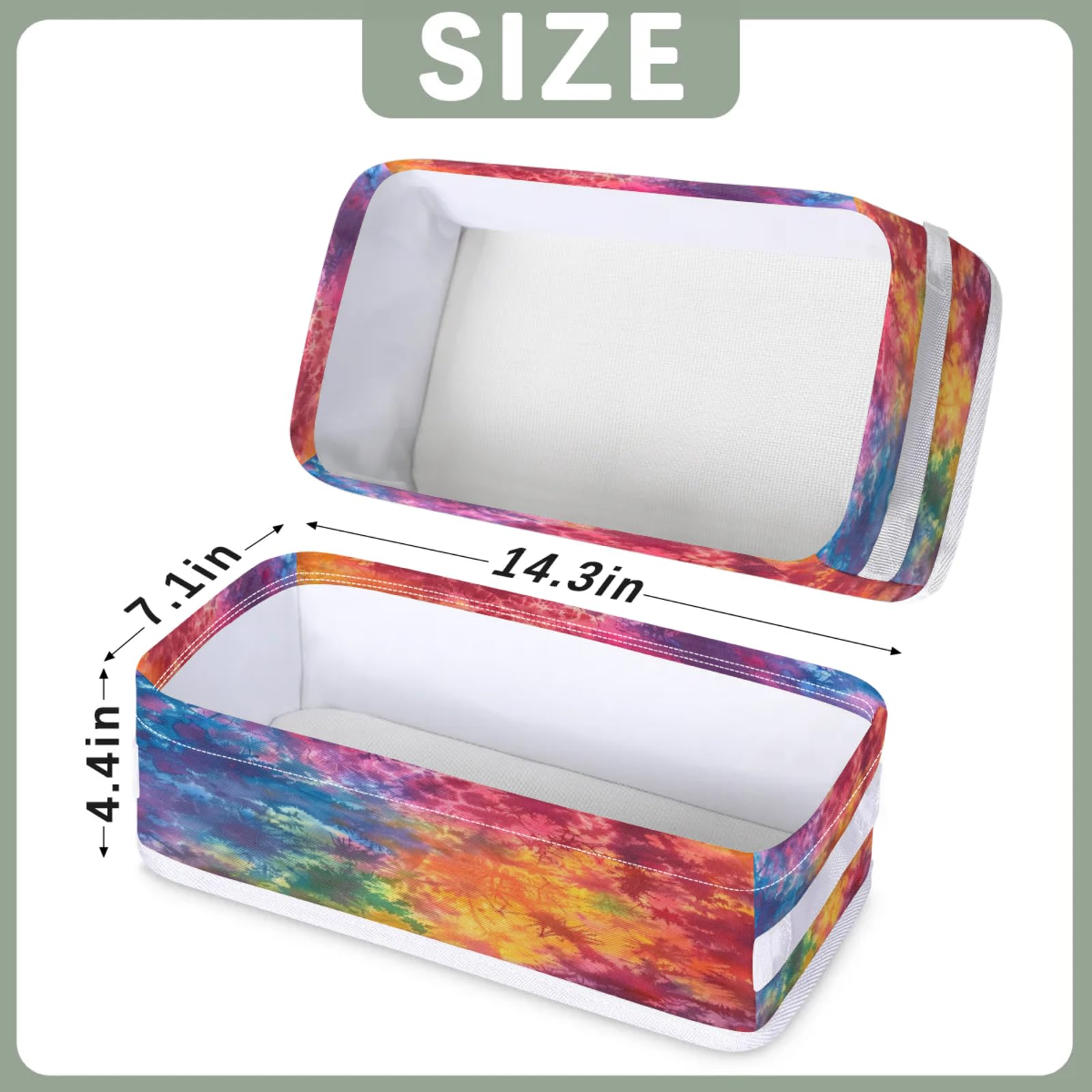 Tablerazzi Toilet Tank Topper Paper Basket with Handle, Rainbow Tie Dye Bathroom Storage Basket for Organizing, Tie Dye Small Fabric Storage Bins for Bathroom Decor