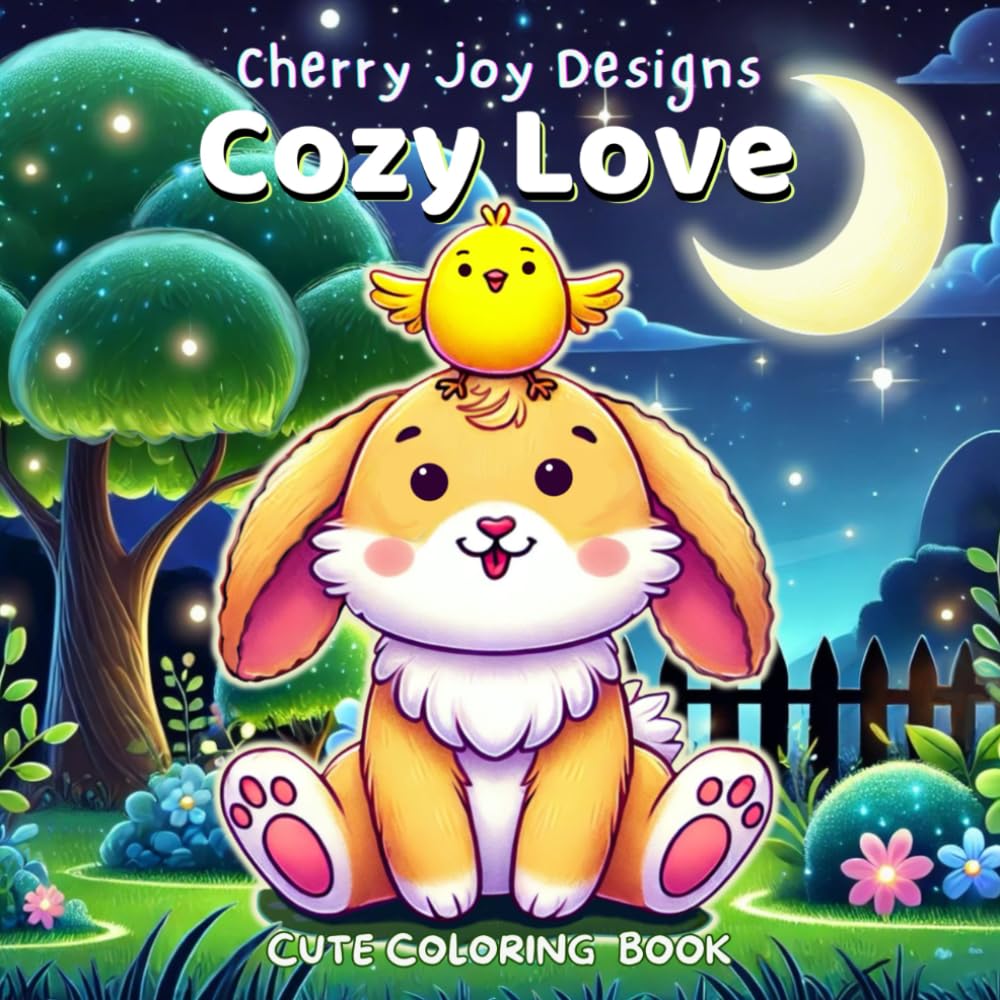 Cozy Love Coloring Book: Adventures of a Bunny, a Chick, and Their Adorable Friends with Easy, Bold Designs for Relaxation for Kids and Adults