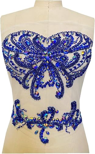 Zbroh Parches de diamantes de imitación hechos a mano para coser cuentas piedras apliques para accesorio de vestido delantero (plata)