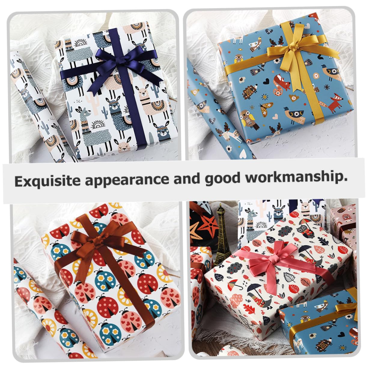 Healeved 4sätze Geschenkpapier Mit Cartoon-mustern Für Geburtstags Und Feiertagsverpackungen Bunte Kreative Geschenkverpackung Für Diy-projekte Bögen Verschiedenen Designs
