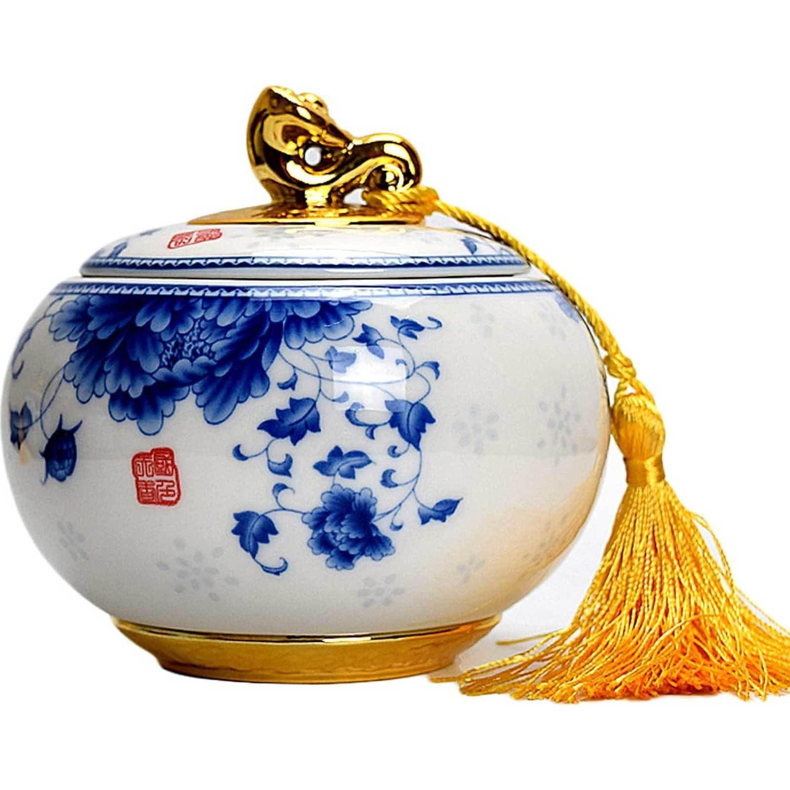 Ceramic urns, Ceramic Urns for Sharing Adult Ashes Dog Cat Ash Holders - Pets Memorial Funeral Urn(Blue)