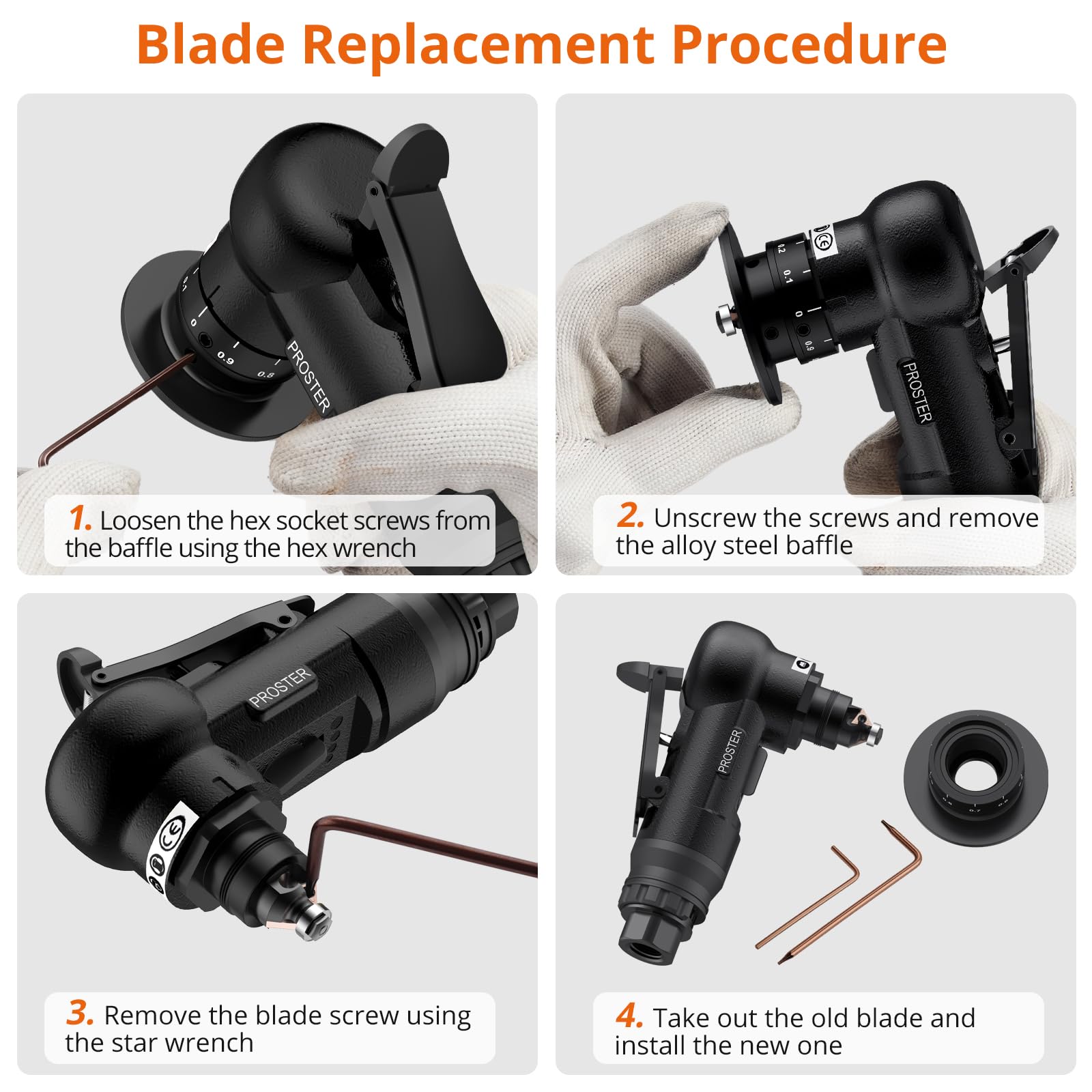 Proster Máquina Biseladora 30000 RPM Biseladora Neumática con 22 Cuchillas(10Tipo R+12Tipo C) y 4 Velocidades Ajustables Kit de Herramienta de Biselado Neumático para Metalurgia Soldadura DIY