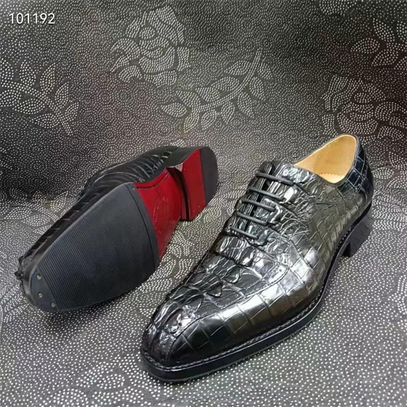 Authentic Exotic Crocodile Skin Men's Square-Toe Designer Dress Shoes Genuine Alligator Leather Male Lace-up Black Oxford Shoes4
