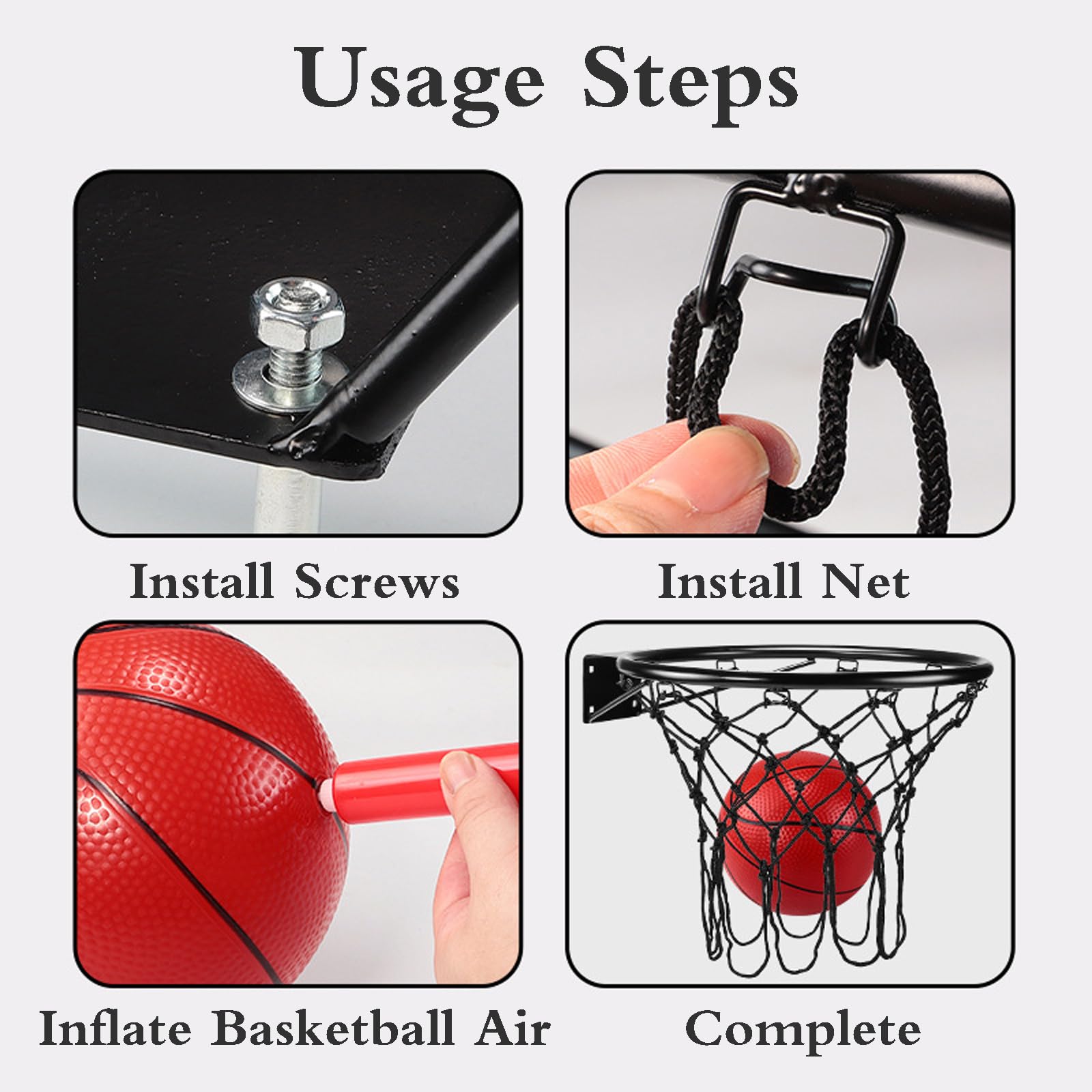 Canasta De Baloncesto De Pared,Canasta Baloncesto Interior,Tablero De Baloncesto para Colgar En Pared,Kit De Montaje Incluido,AntióXido,para Interior Y Exterior