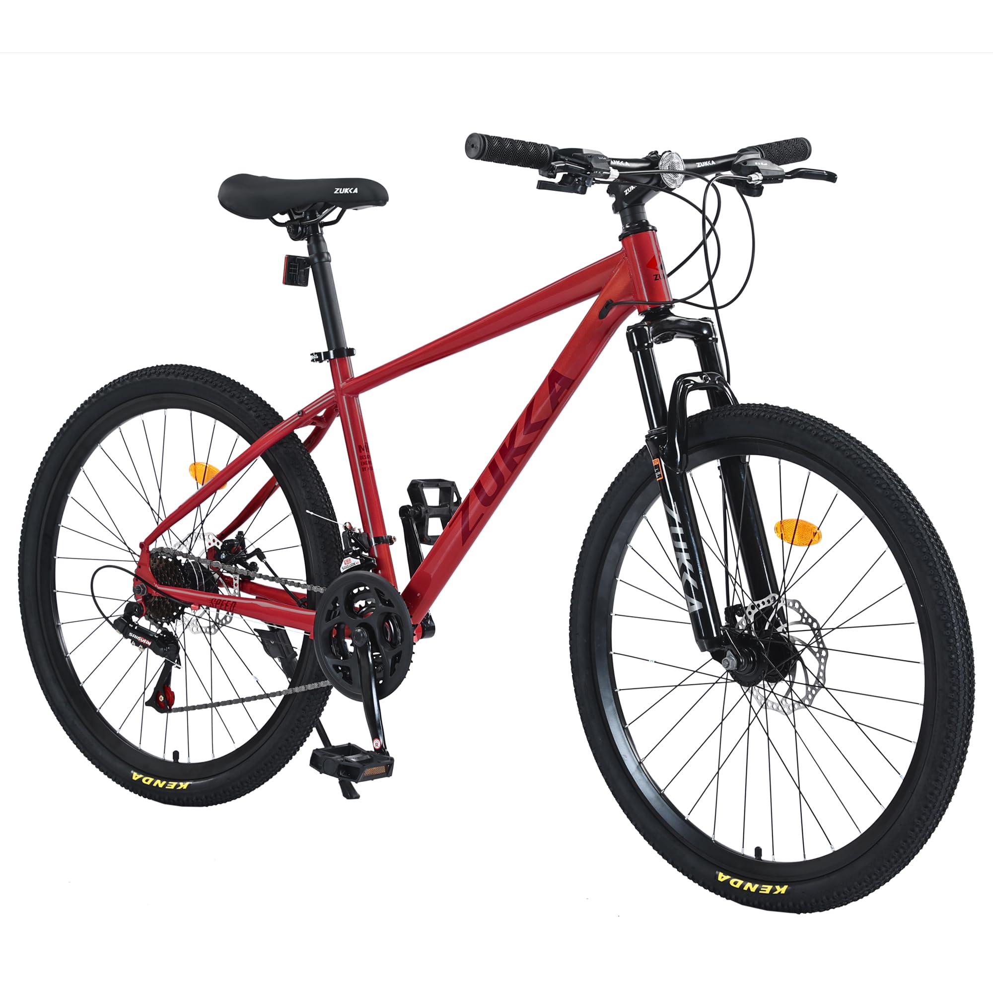 Front Suspension Hardtail Mountain Trail Bike 26 Inch, Mountain Bike for Mens Womens Student Work with 24-Speed Dual Disc Brakes Hardtail Bicycles?Steel Frame,Adjustable Comfortable Saddle?Red