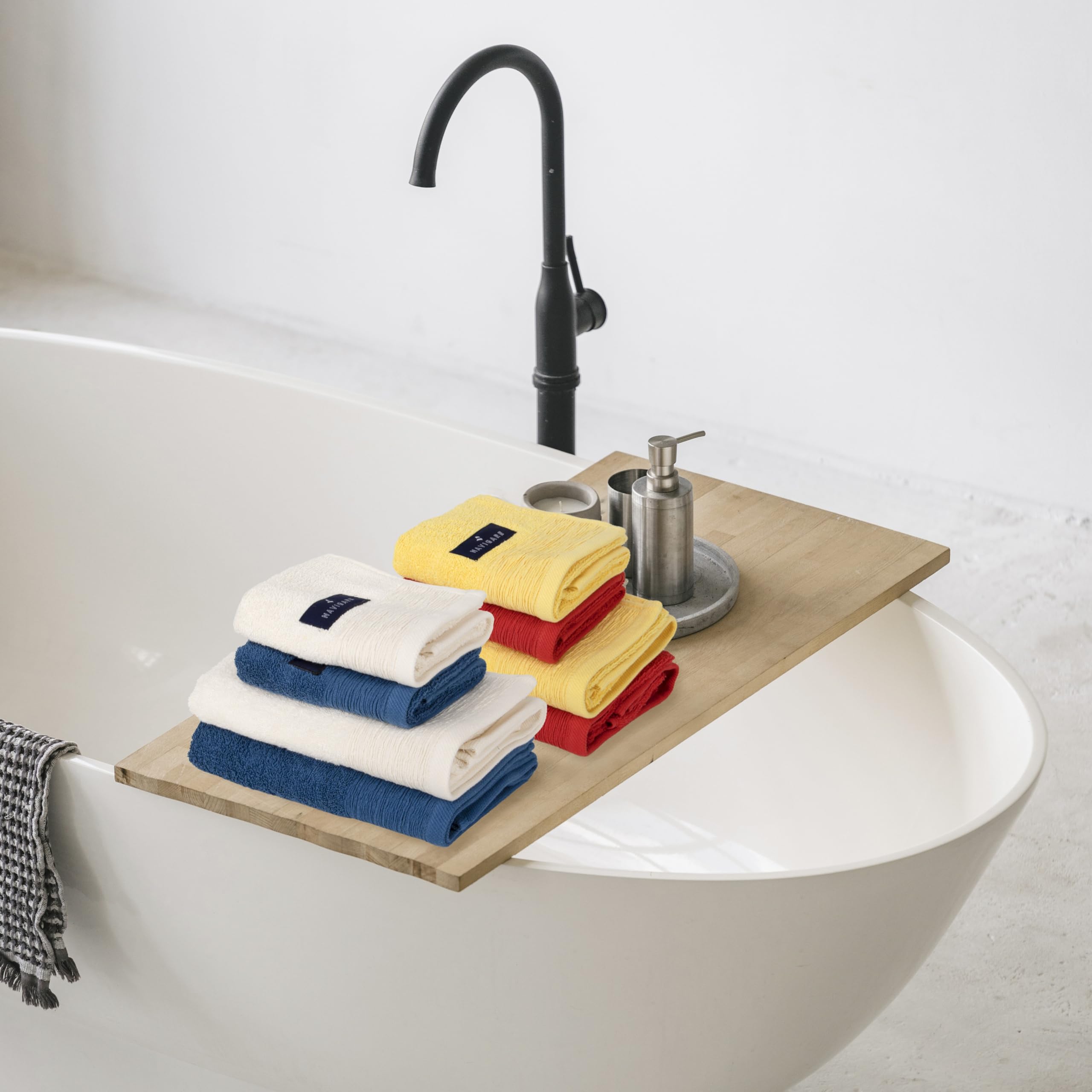 Navigare Set Asciugamani Bagno 8 Pezzi Multicolore Cotone, 4 Viso, 4 Ospite | Cotone 500 g/m², 4 Asciugamani Viso 50 x 100 cm + 4 Asciugamani Ospite 40 x 60 cm
